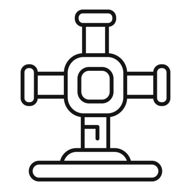 Sabit bir egzersiz makinesi simgesinin basit bir siyah beyaz tasarım çizimi