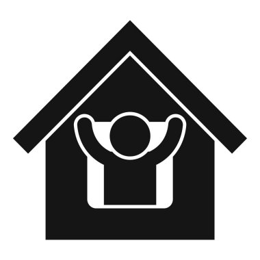 Ev konforu ikonu, güvenli, korunma ve konut sahibi için güvenli ve dikkatli bir ortamda barınma sembolü