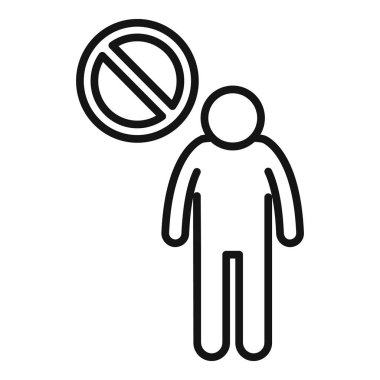 Bir kişiyi gösteren siyah ve beyaz vektör simgesi ve kısıtlı erişimi gösteren yasaklı bir işaret