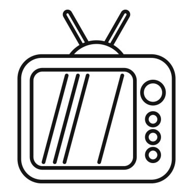 Klasik klasik klasik televizyon çizgisi sanat simgesi, basit geçmişe dönük tasarım ve minimalist siyah beyaz çizim. Nostaljik eğlence ve medya iletişimi için mükemmel.