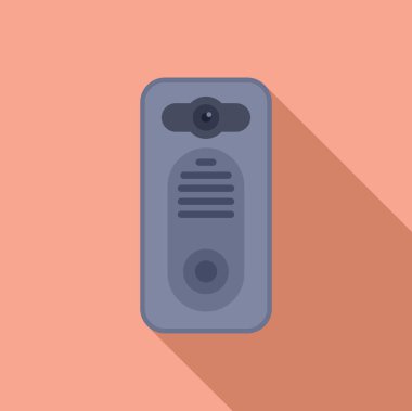 Flat design vector of a contemporary intercom on a peach background, with shadow effect clipart