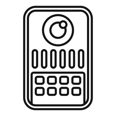 Ekranı ve düğmeleri olan modern bir akıllı telefonun temiz, siyah ve beyaz çizgisi