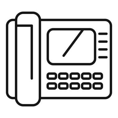 Bir telefax makinesinin siyah beyaz çizimi, klasik iletişim teknolojisini gösteriyor.