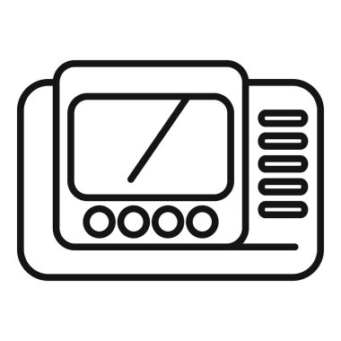 Minimalist siyah beyaz çizgi sanat tarzında bir retro televizyon ikonu tasviri, 1950 ve 1960 'lardaki klasik televizyon teknolojilerinin nostaljisini yakalıyor.