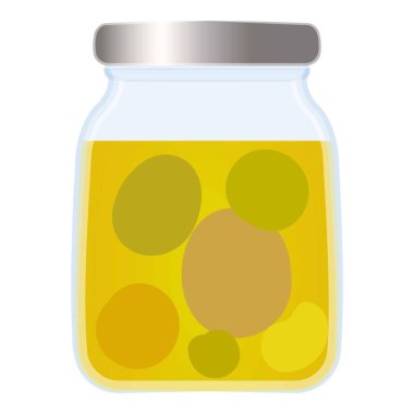 Beyaz arka planda izole edilmiş sarı limonlu cam bir kavanozun vektör görüntüsü