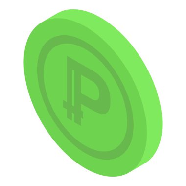 Yeşil dijital şifreleme parasının P sembollü 3D izometrik çizimi