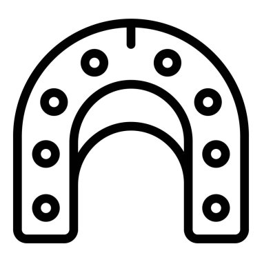 İyi şansı simgeleyen basit, siyah ve beyaz bir at nalı çizimi.