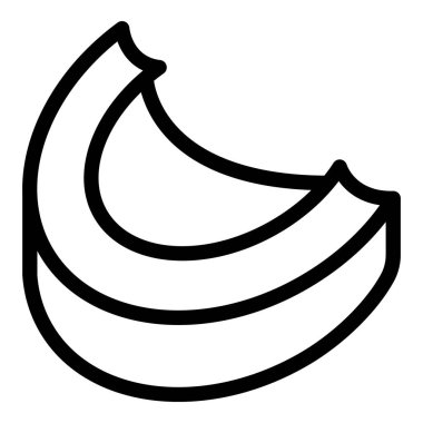 Muz dilimleri içeren siyah ana hatlı vektör tasarımı, logolar, simgeler ve grafik elementler için uygundur