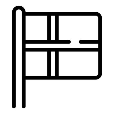 Siyah ve beyaz bir siluette bayrağın basit grafik tasviri