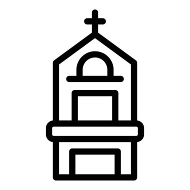 Bir kilise binasının basit çizgi çizimi, simgeler ve grafik tasarımı için ideal