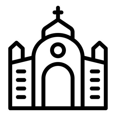 Siyah-beyaz dijital resimde bir kilise ikonunun basit çizimi