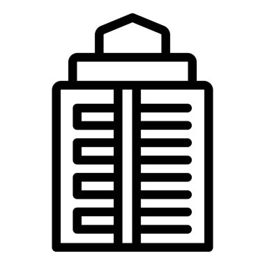 Basit, modern ve minimalist yapı tasviri simgesi siyah beyaz. Web tasarımı, tabela ve şehir konsepti grafikleri için mükemmel. Vektör, izole ve düzenlenebilir