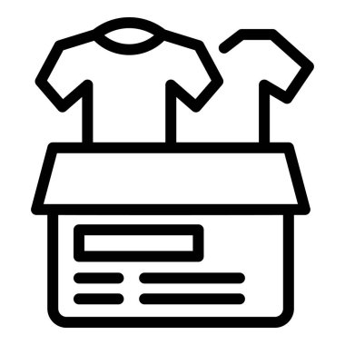 Giysi bağış kutusunu temsil eden basit siyah beyaz çizgi simgesi