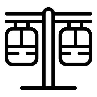 Düz dizayn edilmiş bir teleferiğin siyah ve beyaz çizimi