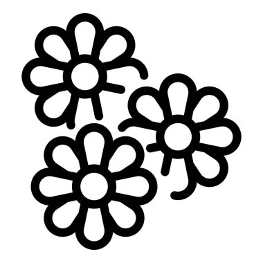 Siyah ve beyaz renkli üç çiçeğin vektör grafiği