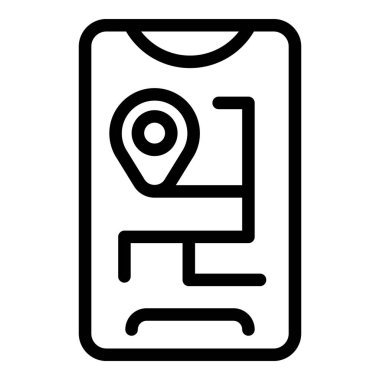 Bir akıllı telefon haritası uygulama simgesinin konum kodlu siyah beyaz taslağı