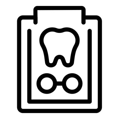 Diş kayıtlarını ya da diş bakımını temsil eden diş sembollü bir panonun siyah ana hatlı vektör simgesi