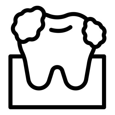 Eğitimsel içerik için uygun, dişleri çürük bir diş tasvir eden basit bir diş sağlığı simgesi