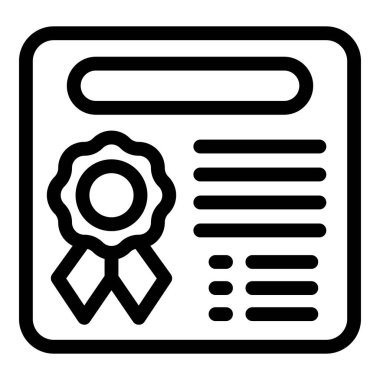 Bir sertifika simgesinin siyah beyaz çizgisi. Ödül kurdelesi, çeşitli övgüler için uygun.