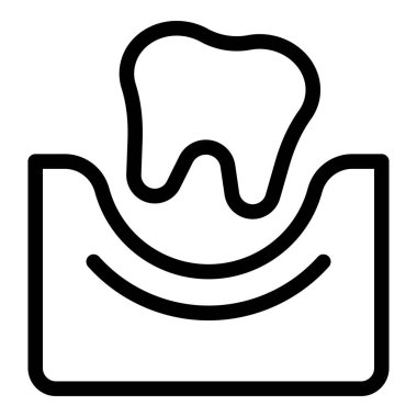 Diş sağlığı ve hijyen kavramları için diş ve sakızı temsil eden doğrusal simge