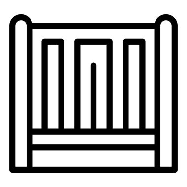 Minimalist bebek beşiği tasarımının siyah ve beyaz vektör simgesi