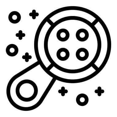 Siyah ve beyaz olarak mikroskopla bakılan bir petri kabını temsil eden basit çizgisel çizimler