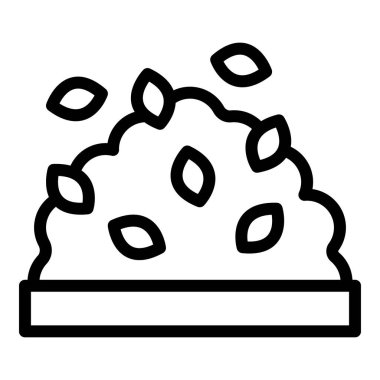 Fasulyeli bir kase pirinçli siyah beyaz çizgili sanat ikonu.