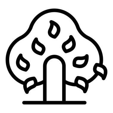 Bir ağacın minimalist çizgi sanat tasarımı, simgeler ve çevresel temalar için ideal