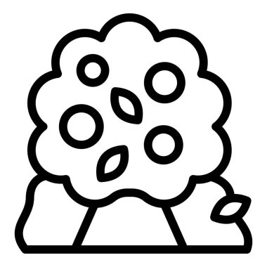 Çiçekli bir çalılığın basit çizimi, renklendirme ve eğitici kullanım için uygun