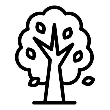 Basit çizgi çizim tarzıyla elde çizilmiş basit siyah beyaz çizgi film ağaç simgesi. İzole vektör çizimi. Çevre dostu sembol