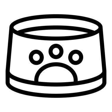 Pençe desenli bir evcil hayvan yemek kasesinin siyah ve beyaz vektör simgesi