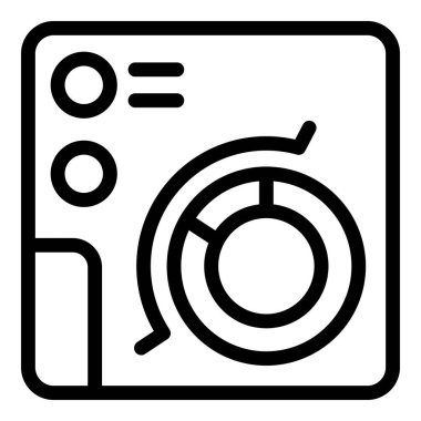 Siyah-beyaz, izole edilmiş vektör illüstrasyonunda modern soyut çamaşır makinesi simgesi, ev çamaşırları sembolü için minimalist düz tasarım, kullanıcı arayüzü düğmesi ve mobil uygulama