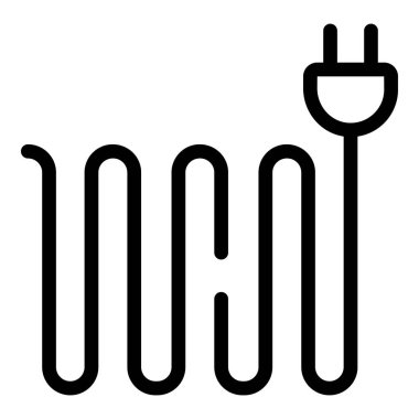 Siyah ve beyaz tasarımı olan bir elektrik güç kablosunun basit vektör simgesi