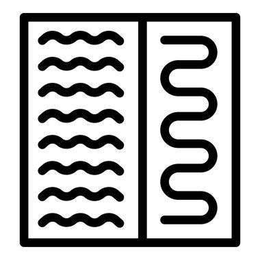 Soyut dalgalı çizgiler ve notlar içeren açık bir defterin siyah beyaz simgesi