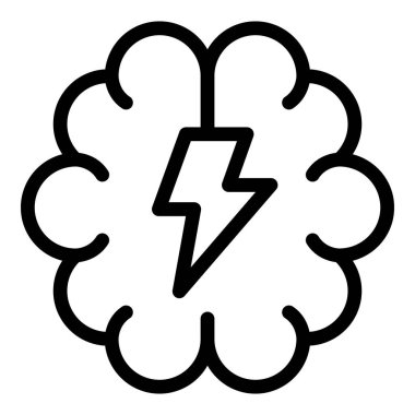Beyin siluetinde şimşek çakan beyin fırtınasını temsil eden basit bir simge