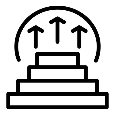 İlerleyen adımları ve yukarı doğru okları tasvir eden doğrusal vektör simgesi, büyümeyi ve başarıyı simgeliyor
