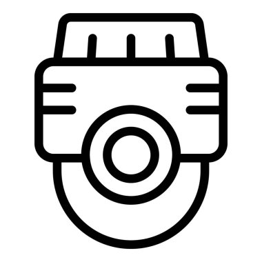 Bir kameranın basitleştirilmiş siyah-beyaz çizimi, simgeler veya logolar için mükemmel