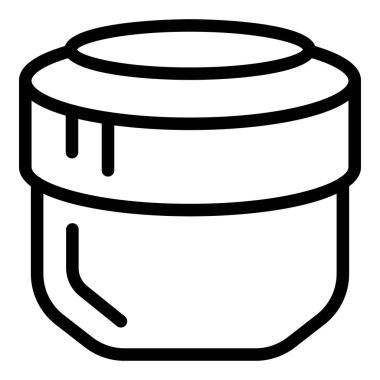 Kapağı, berrak ve basit bir tasarımı olan boş bir cam kavanozun siyah beyaz çizgi çizimi