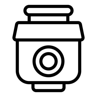 Kapağı ve pedalı olan çağdaş bir çöp kutusunun siyah beyaz çizgisi çizimi