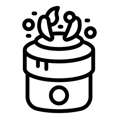 Beyaz arka planda vektör tasarımında temiz ve sağlıklı iç mekan gösterimi için bitki yapraklı minimalist çizgi sanat hava temizleyici ikonu