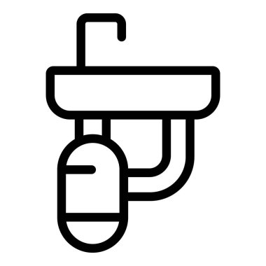 Modern bir banyo lavabosunun web ve uygulama tasarımı için uygun basit siyah taslak simgesi