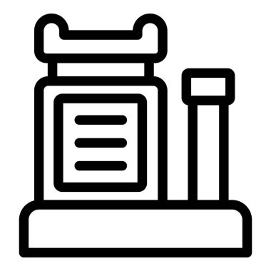 Tıp, reçete, sağlık, eczane, ilaç, ilaç ve eczacılık konuları için beyaz zemin üzerinde basit minimalist sanat çizgisi tıbbi hap kutusu ikonu vektör ilülasyonu