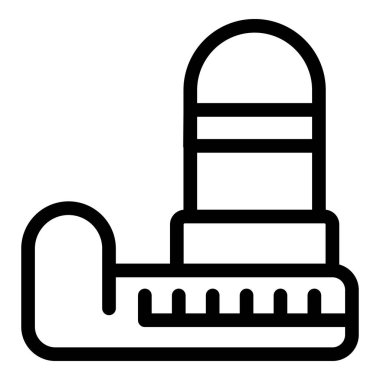 Ölçüm bandının vektör çizgisi simgesi, beyaz üzerine basit siyah