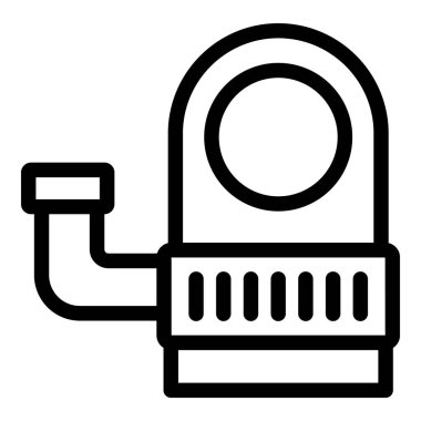 Simgeler için uygun koyu siyah ve beyaz bir dış hatla bir elektrik süpürgesinin basitleştirilmiş çizimi