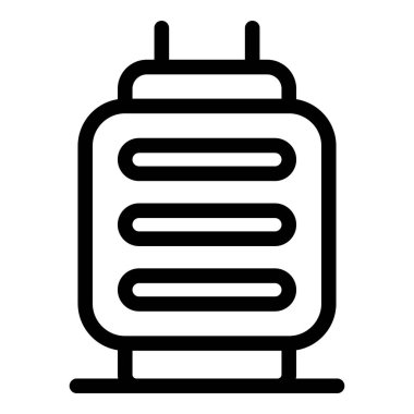 Basit, kalın çizgi simgesi. Siyah beyaz bir trafo simgesi.