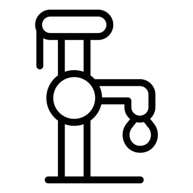 Tek bir su damlası olan bir musluğun siyah beyaz vektör simgesi