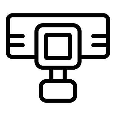Web ve teknoloji temaları için uygun, modern bir web kamerasının siyah ve beyaz vektör simgesi
