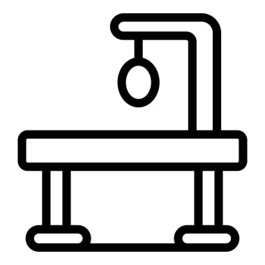 Jimnastik kulplu atının siyah çizgi simgesi. Sanatsal jimnastik aletlerini temsil ediyor.