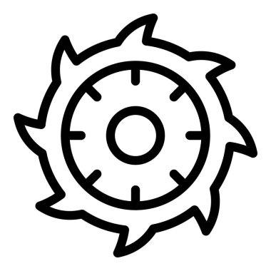 Basit bir siyah beyaz çizgi sanat tarzında bir testere bıçağı simgesinin vektör çizimi