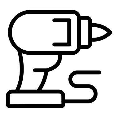 Basit bir çizgi sanat tarzında matkabın vektör illüstrasyonu, simgeler ve öğretici materyal için ideal